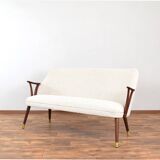 Mid-Century Norwegian Teak & Boucle Sofa, 1960s.