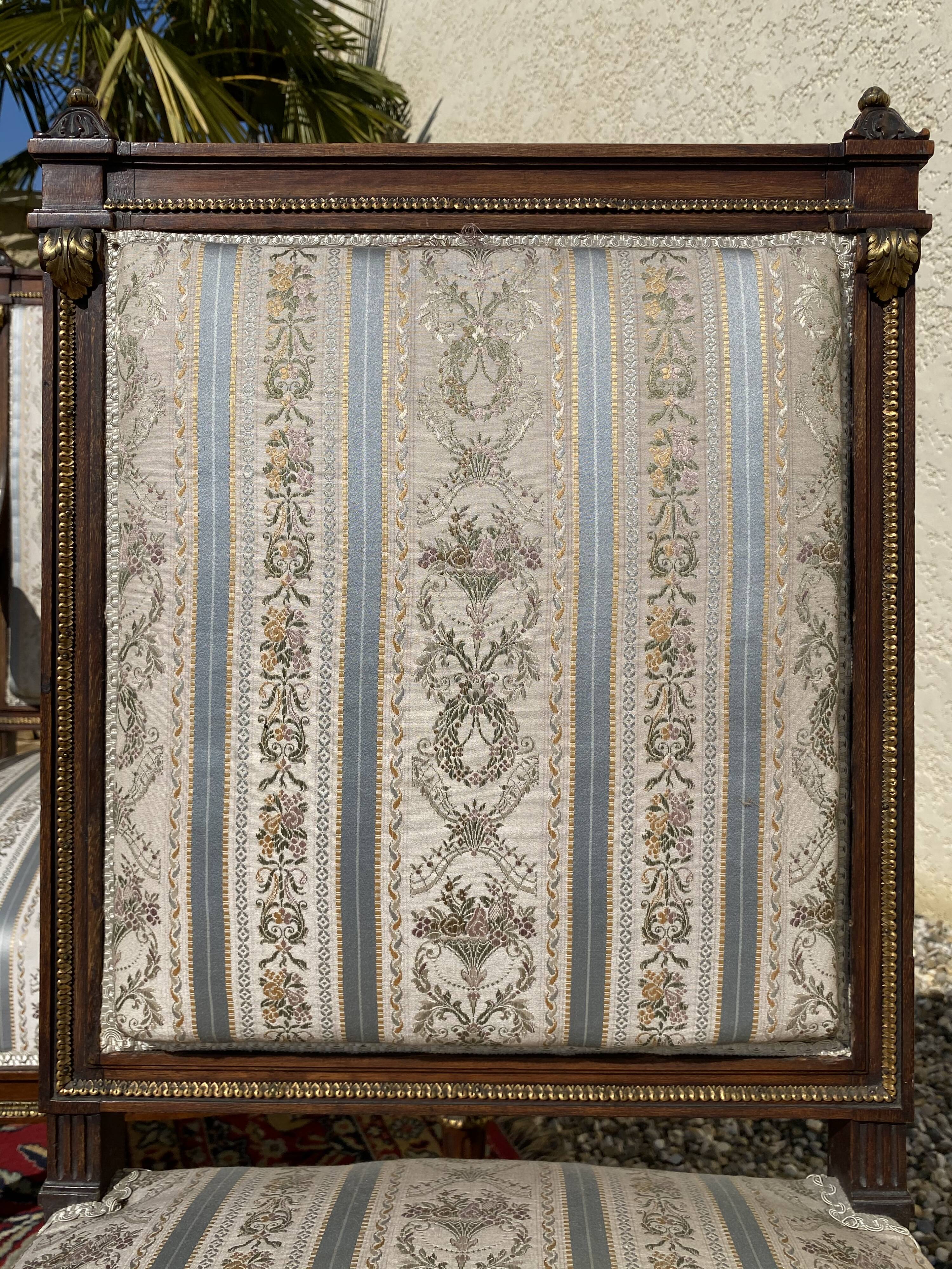 Salon 7 pièces acajou & bronze style Louis XVI