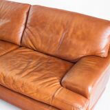 Vintage three-seater leather sofa. Edition by Roche Bobois. France, 70s-80s
