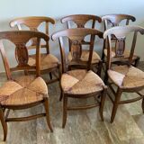 6 chaises anciennes en bois et assise en paille