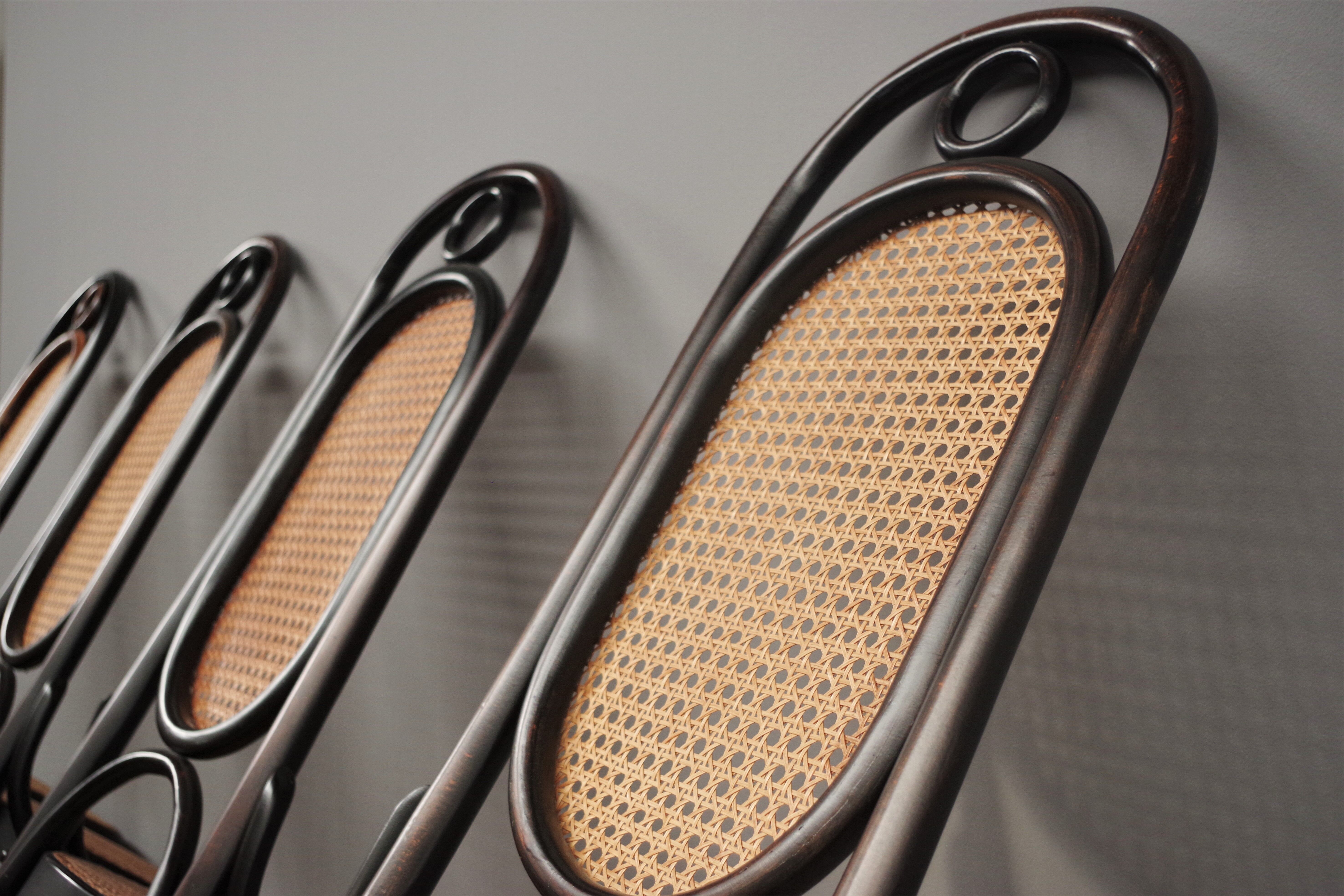 Chairs in bent beech and vienna straw, 1980