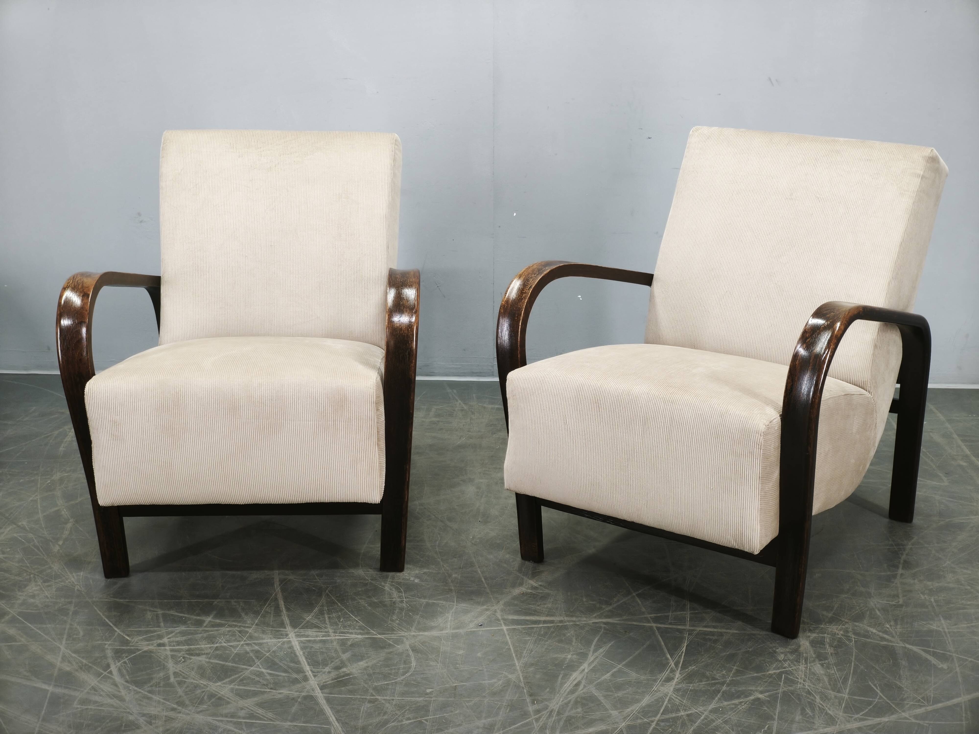 Pair of Kropáček & Kozelka Lounge Chairs for Interiér Praha, 1940s