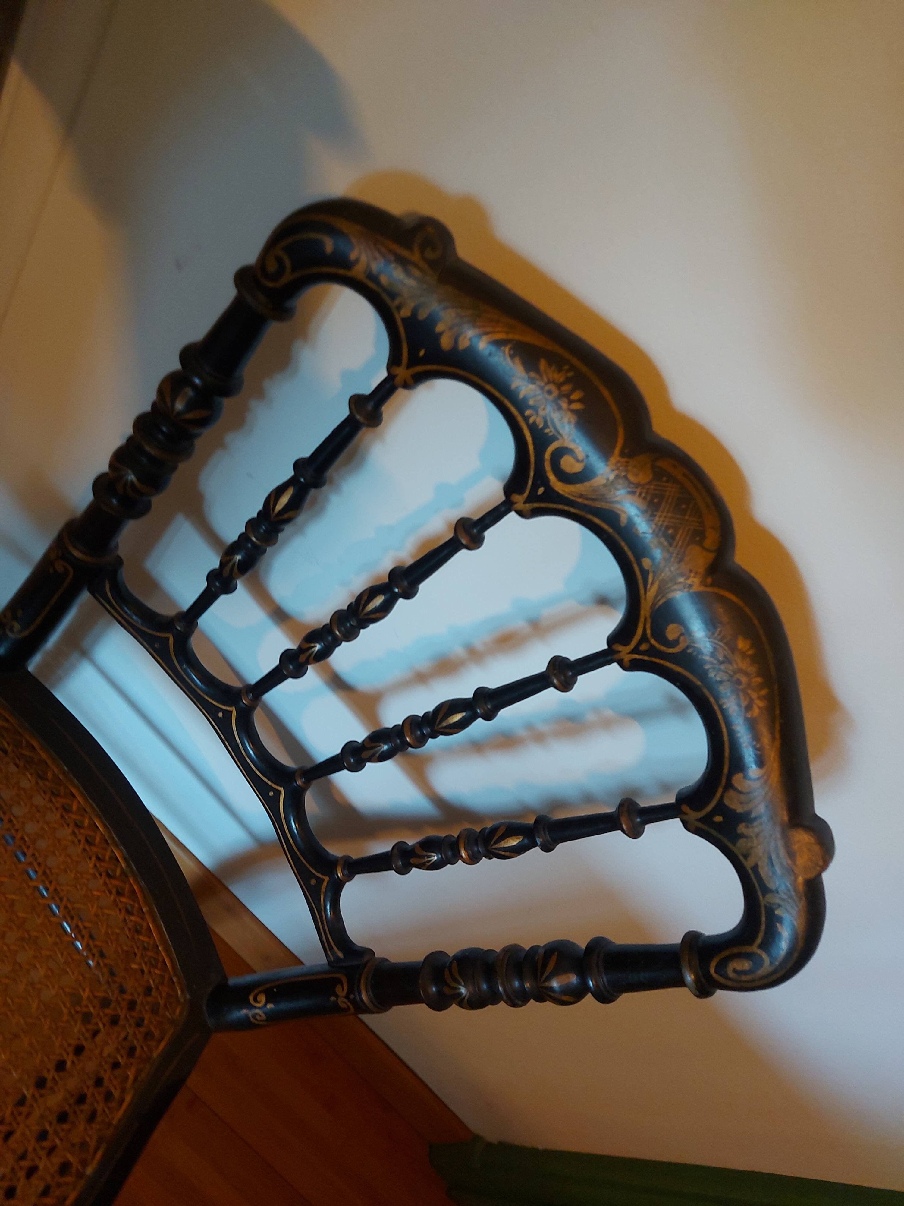 Chaise Napoleon III authentique assise cannage