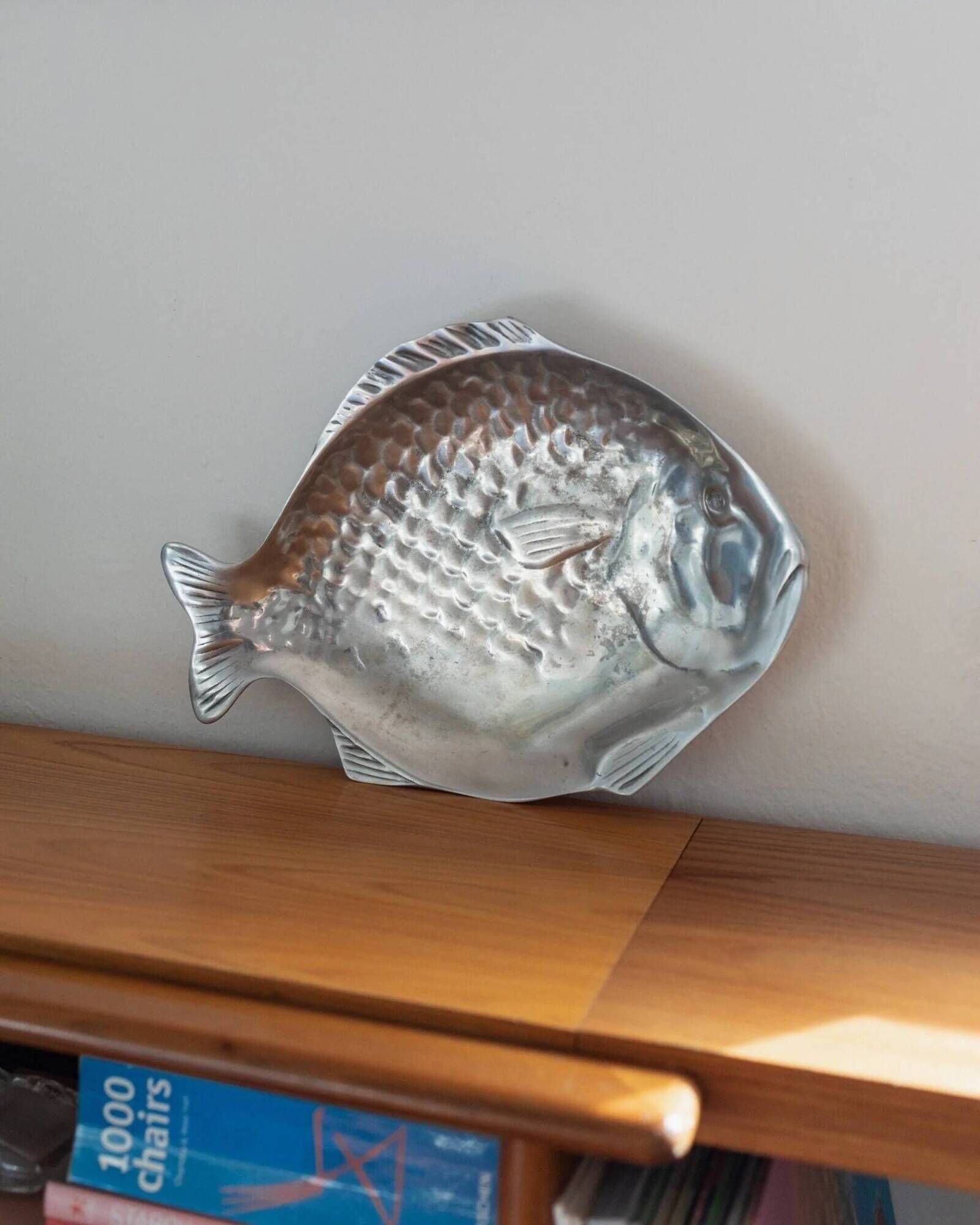 Arthur Court Vintage Fish-Shape Aluminum Tray in Silver – Mid-Century 1970s Design
