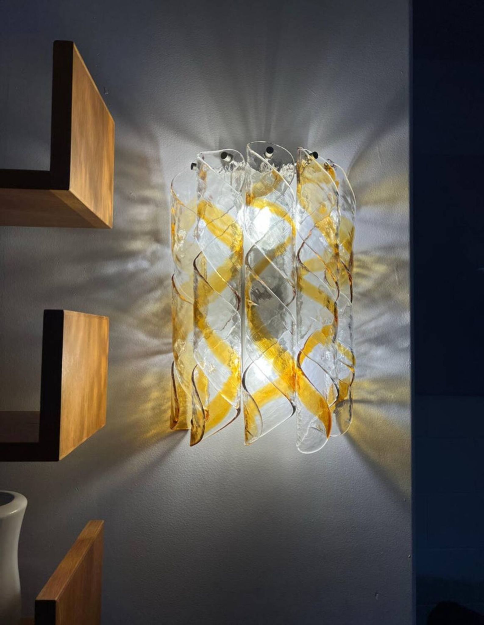 Pair of wall lights AV Mazzega Torciglione Murano