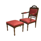 Fauteuil breton et son repose pieds des années 1930