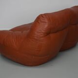 Pouf / Canapé 2 places en cuir patchwork vintage