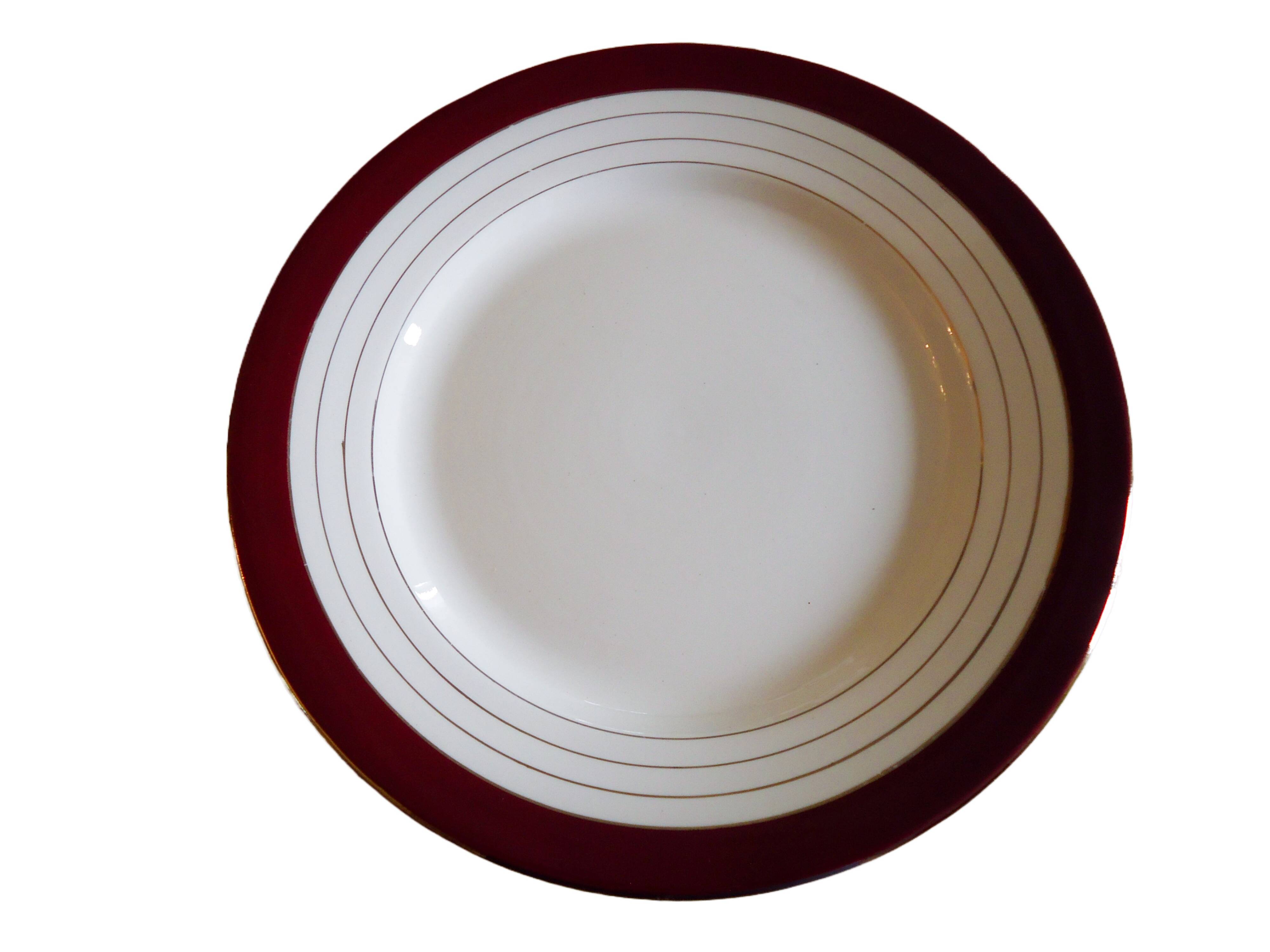 Flat plates opaque porcelain Digoin Sarreguemines model Pasteur