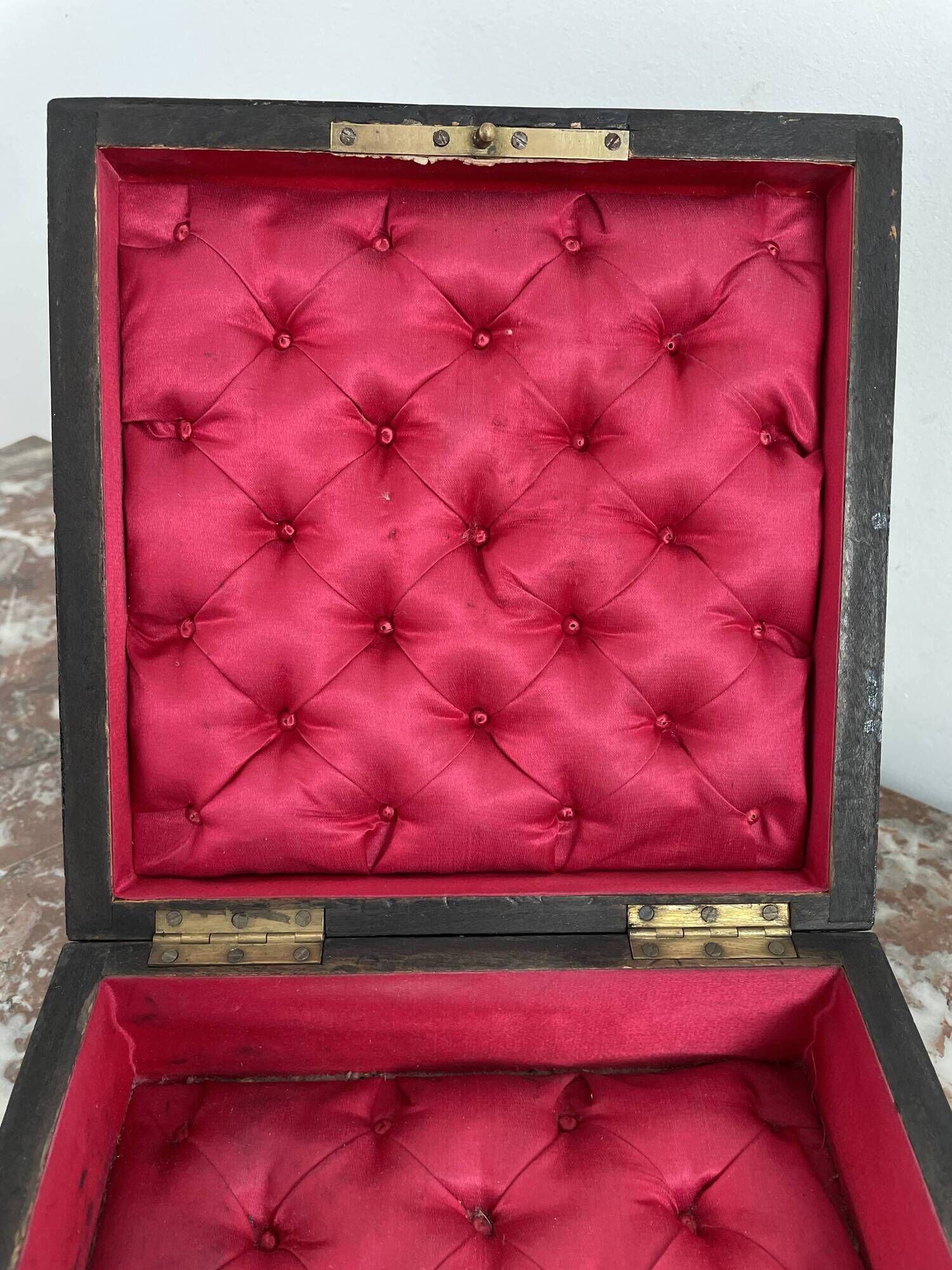 Jewelry box, Napoleon III, nineteenth century, cedar magnifying glass, rosewood, brass
