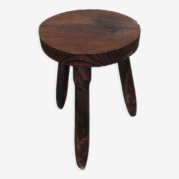 Vintage dark wood riding tripod stool