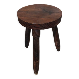 Vintage dark wood riding tripod stool