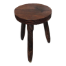 Vintage dark wood riding tripod stool