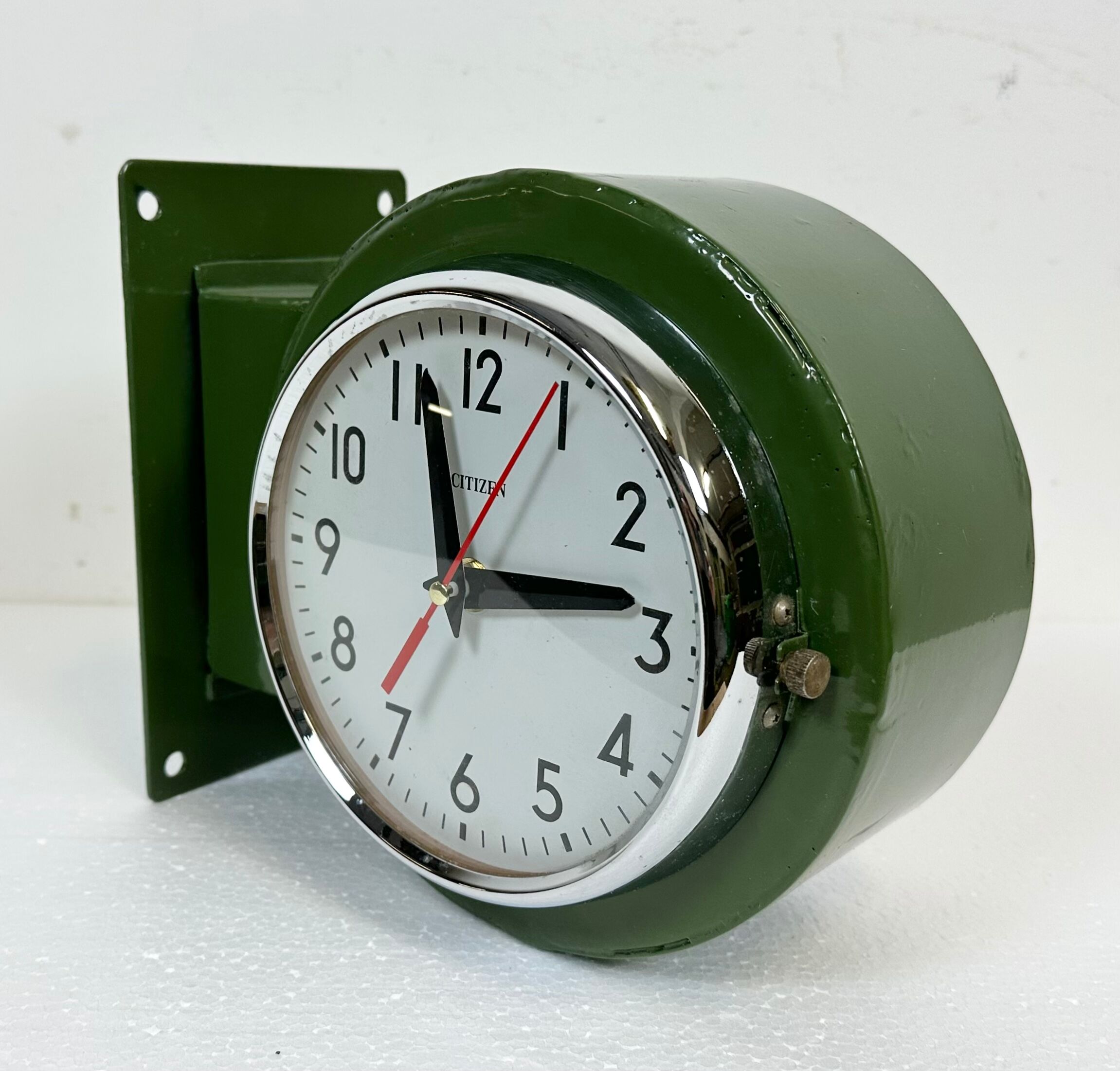 Vintage green citizen double-sided navy wall clock, 1980s