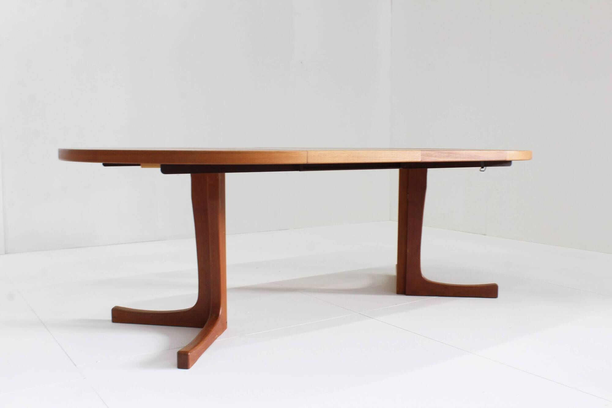 Vintage Danish round extendable dining table teak 1960s