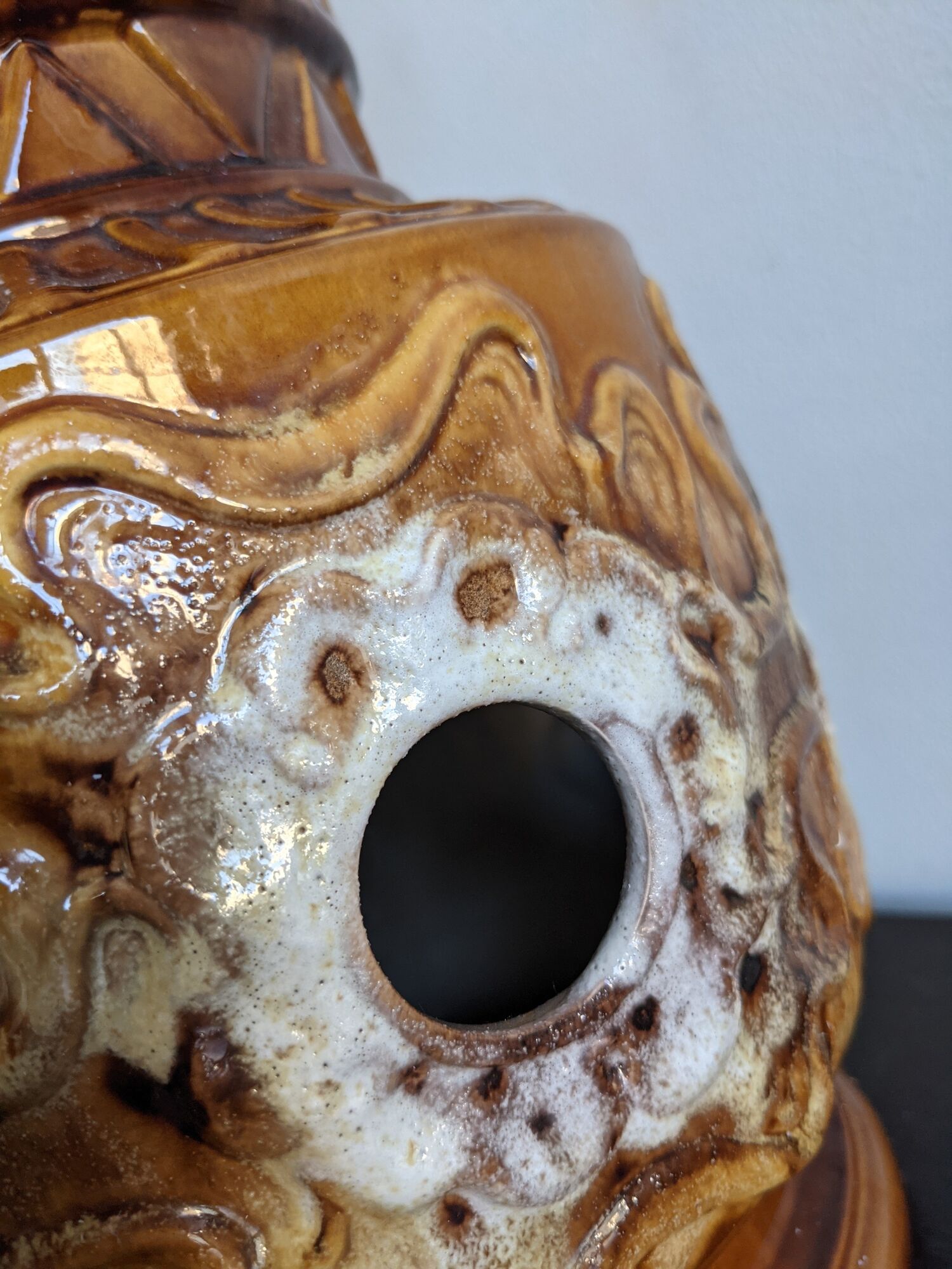 Vintage 70s ceramic floor lamp honey orange