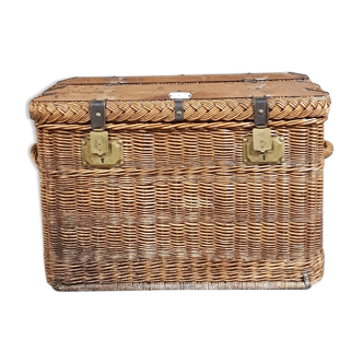 Malle en osier vintage