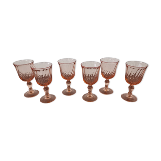 Lot de 6 verres à vin blanc torsadé rose "Rosaline" Luminarc France