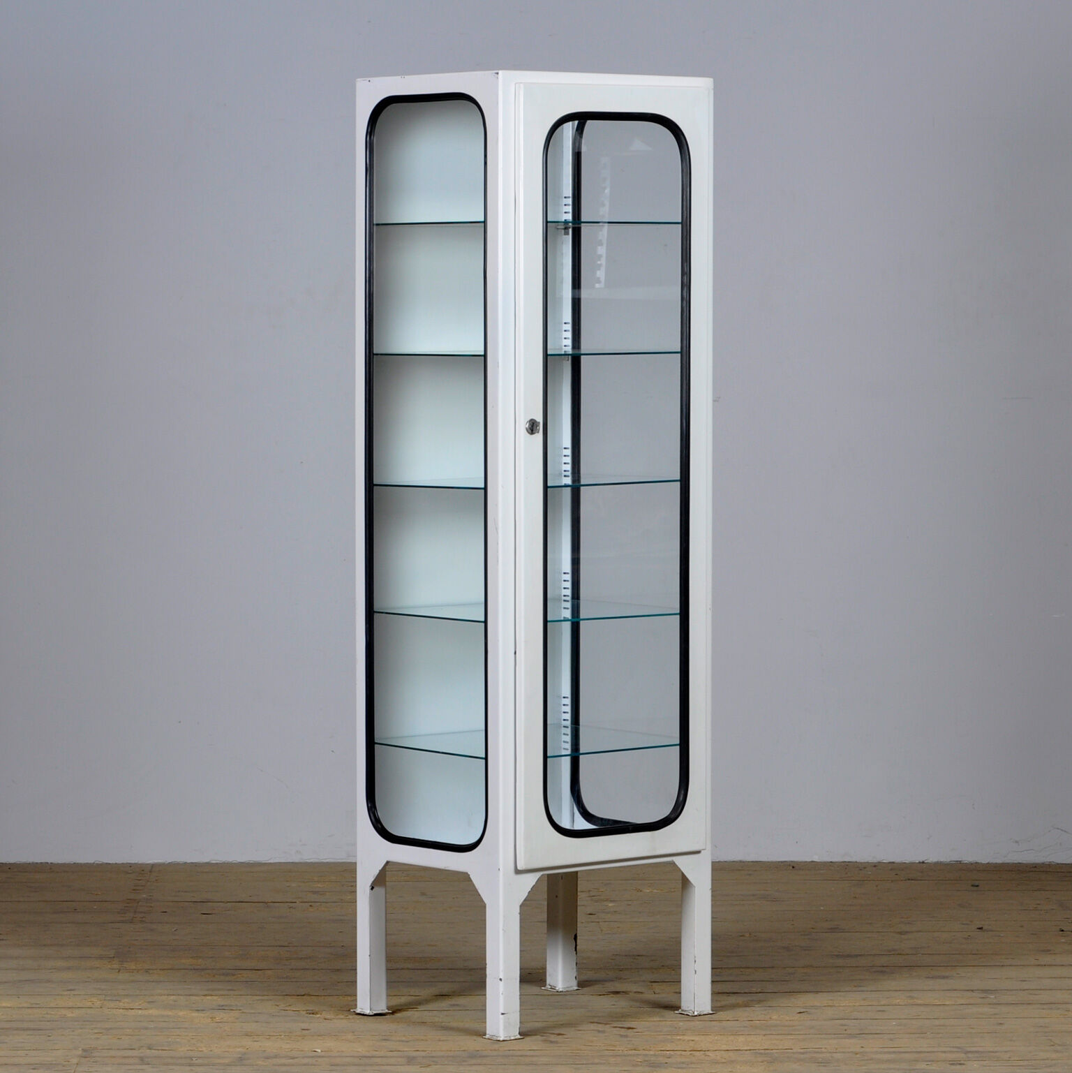 Vintage Iron And Glass Medical Cabinet, 1970s