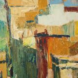 Vibrant Modernist Expressionist - Street Scene With Mid-century Cars