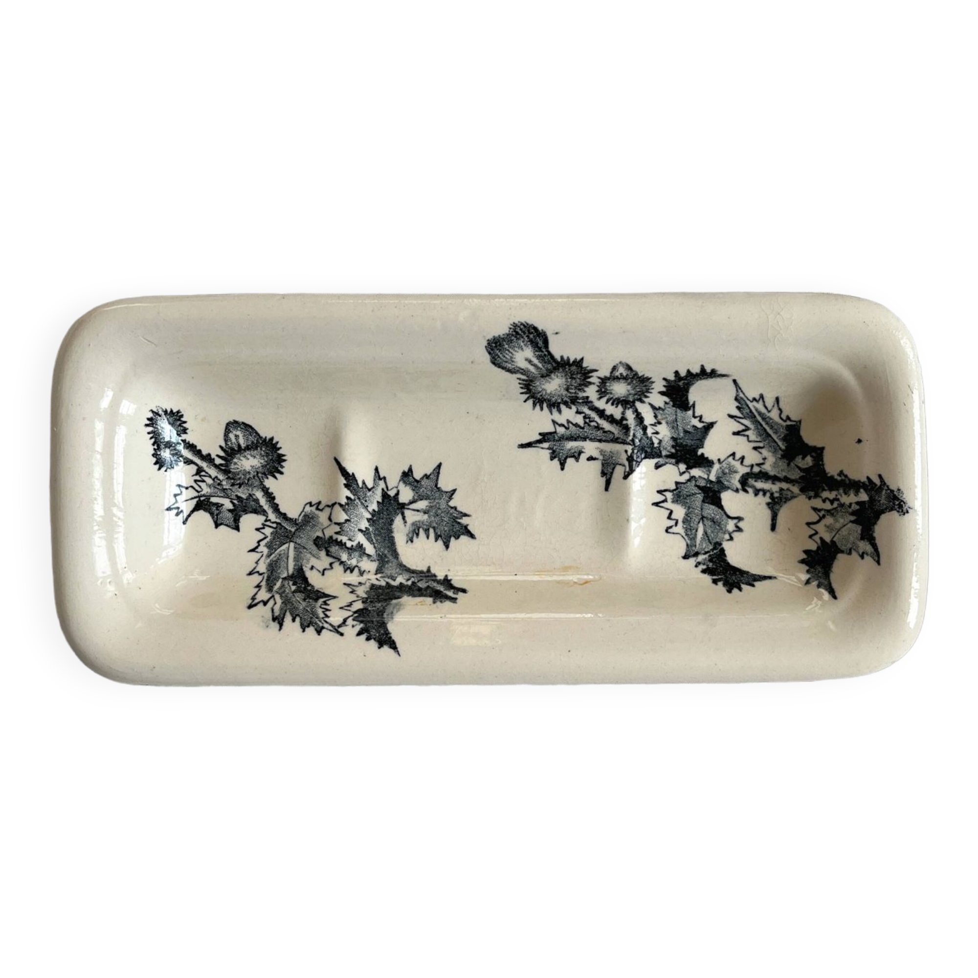 Coupelle vide poche porte savon terre de fer Floréal faïence de Lyon