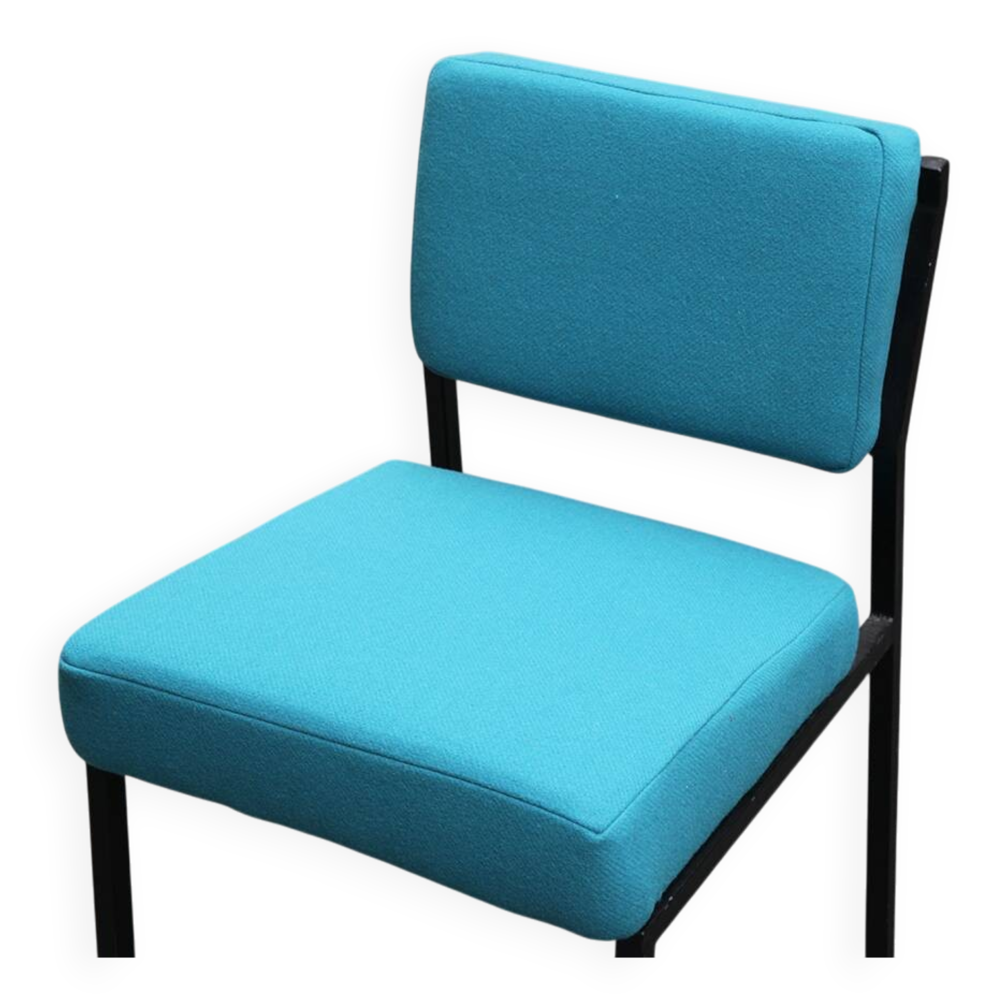 4 designer chairs, vintage 1962 (reupholstered) in the style of Pierre Guariche.