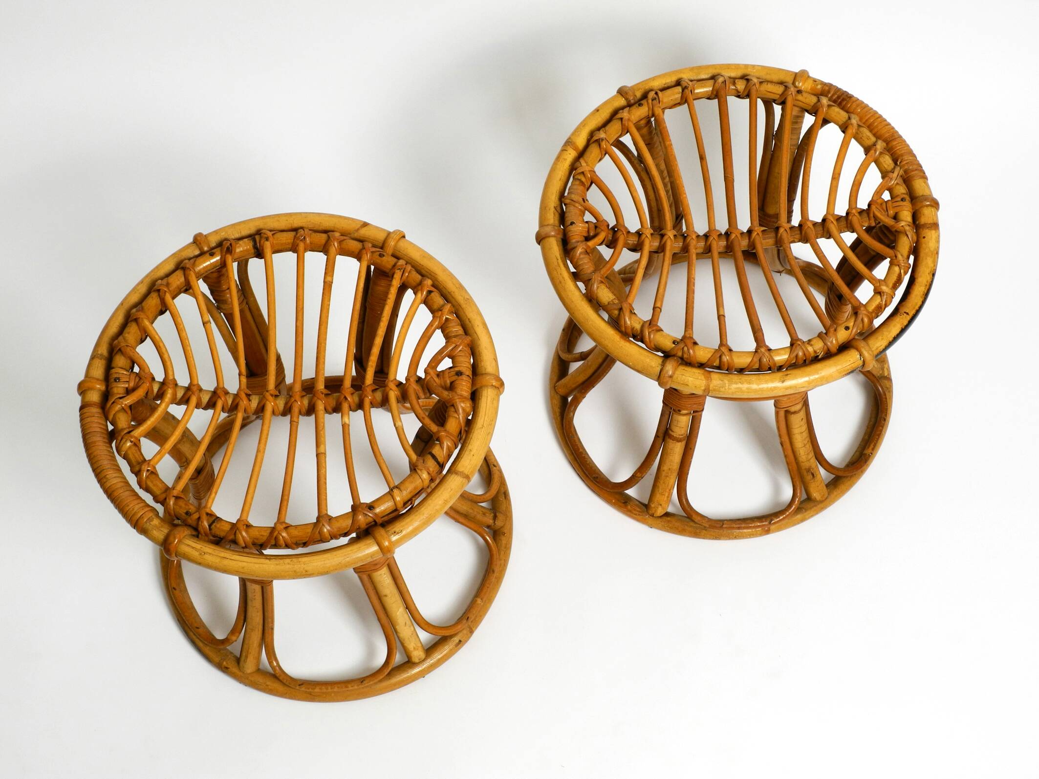 Pair of beautiful rare original 1960's Italian bamboo stools