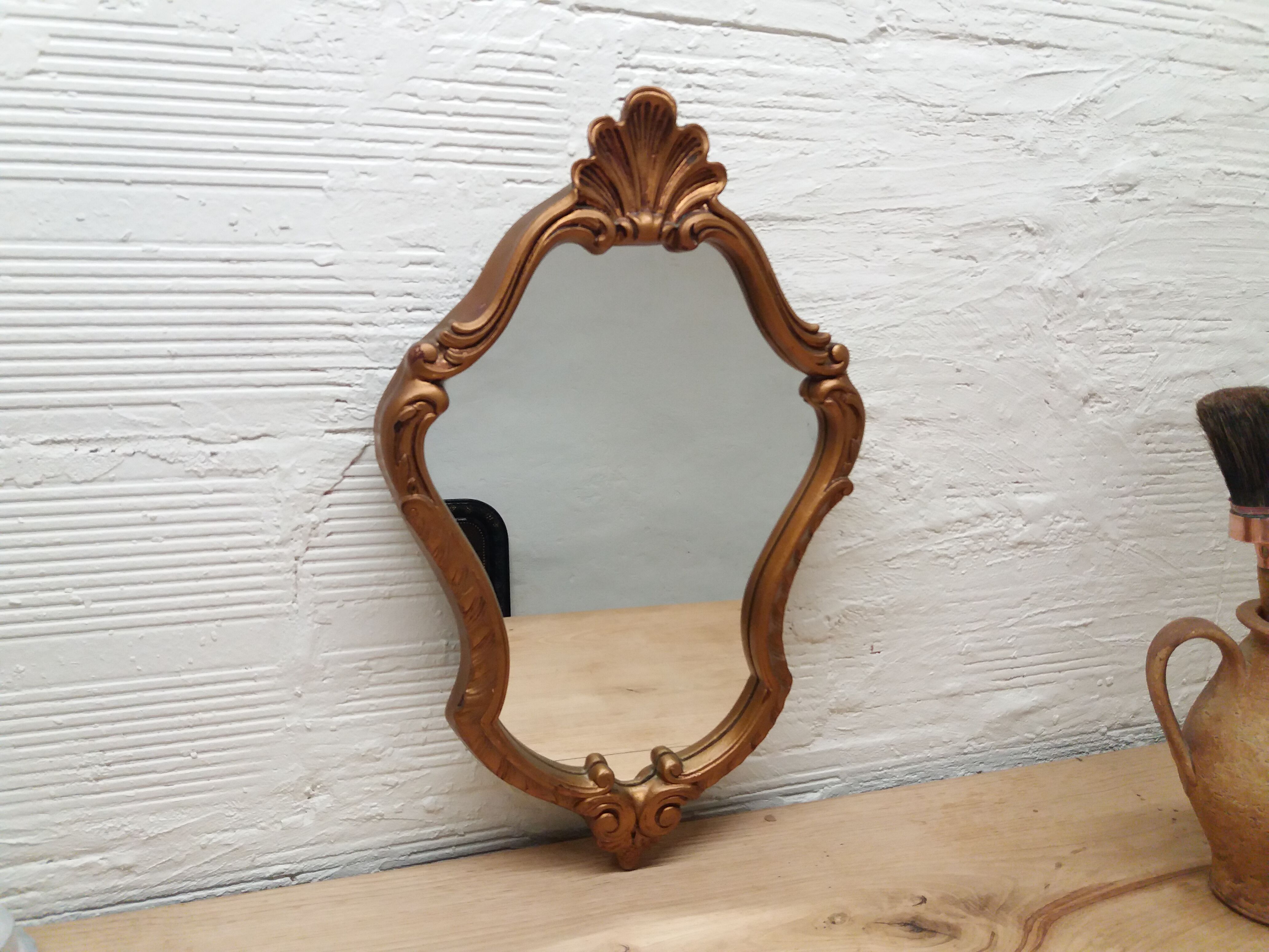Golden baroque mirror  - 50x32cm