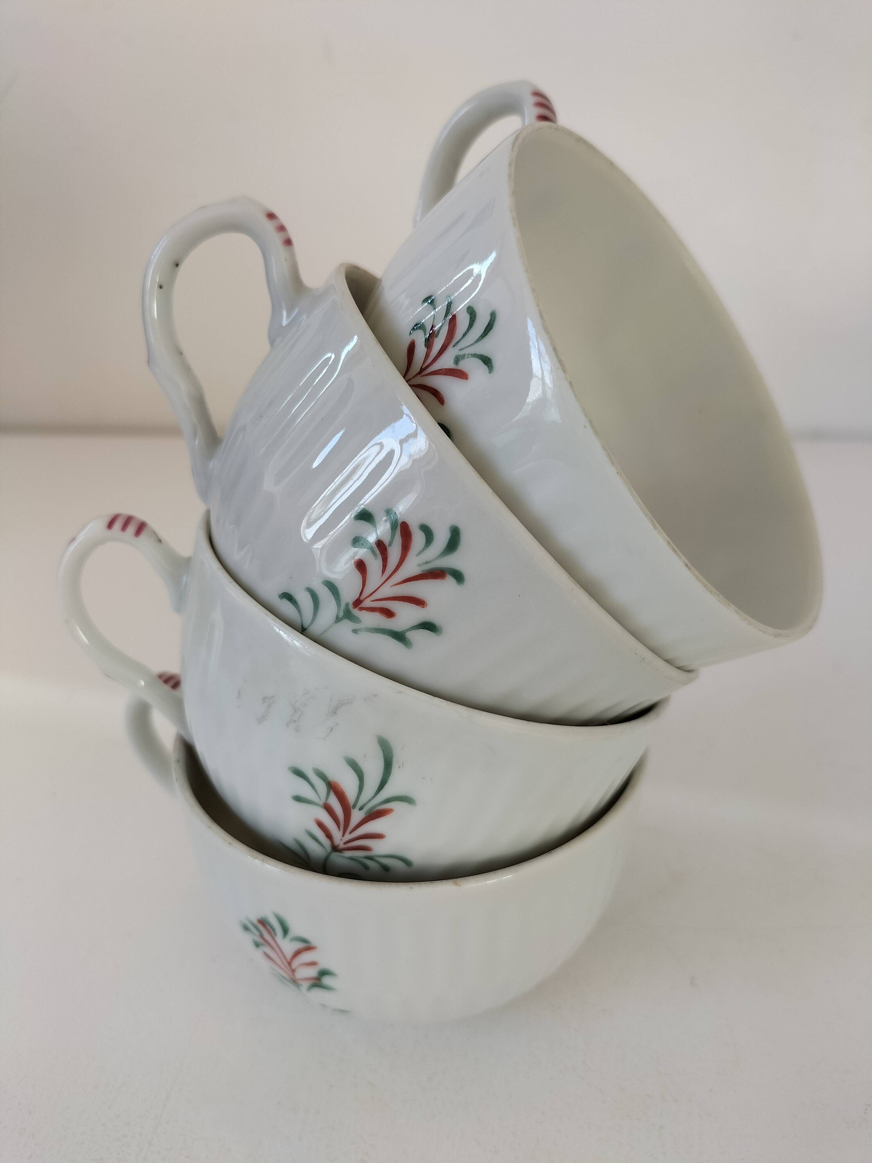 4 tasses scandinaves peintes main Arnold Wiig - Ostfriesland années 50-60