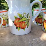 Chic vintage stoneware service campaign Digoin pitcher cup mug handmade