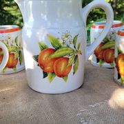 Service campagne chic vintage grés Digoin pichet tasse mug fait main