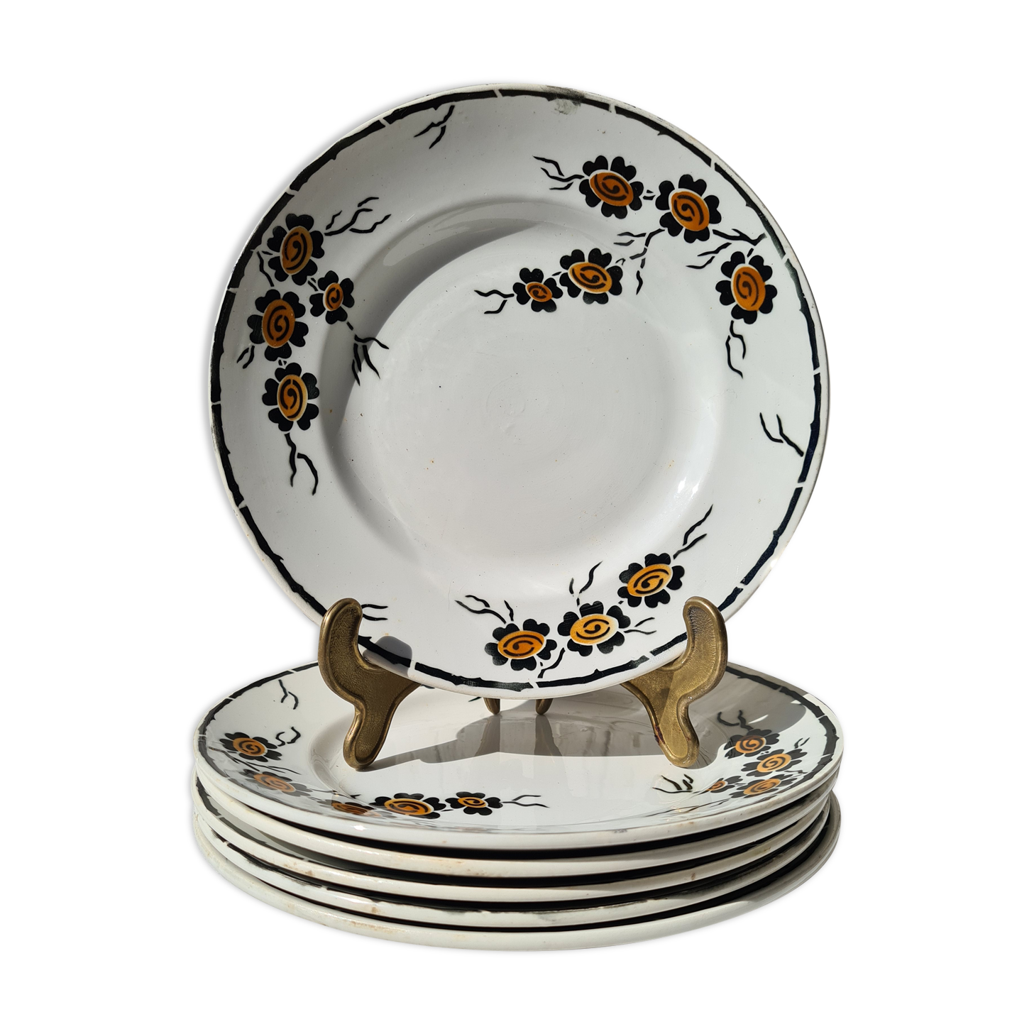 Set of six flat plates orchies nord