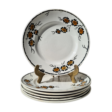 Set of six flat plates orchies nord