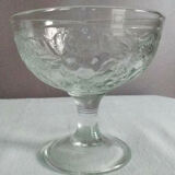 Lot of 12 large dessert cups on foot moulded fruit patterns