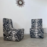 Lot 2 armchairs heating vintage zebra / design 70s