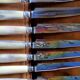 Box of 12 table knives goldsmith Apple handle horn and silver metal