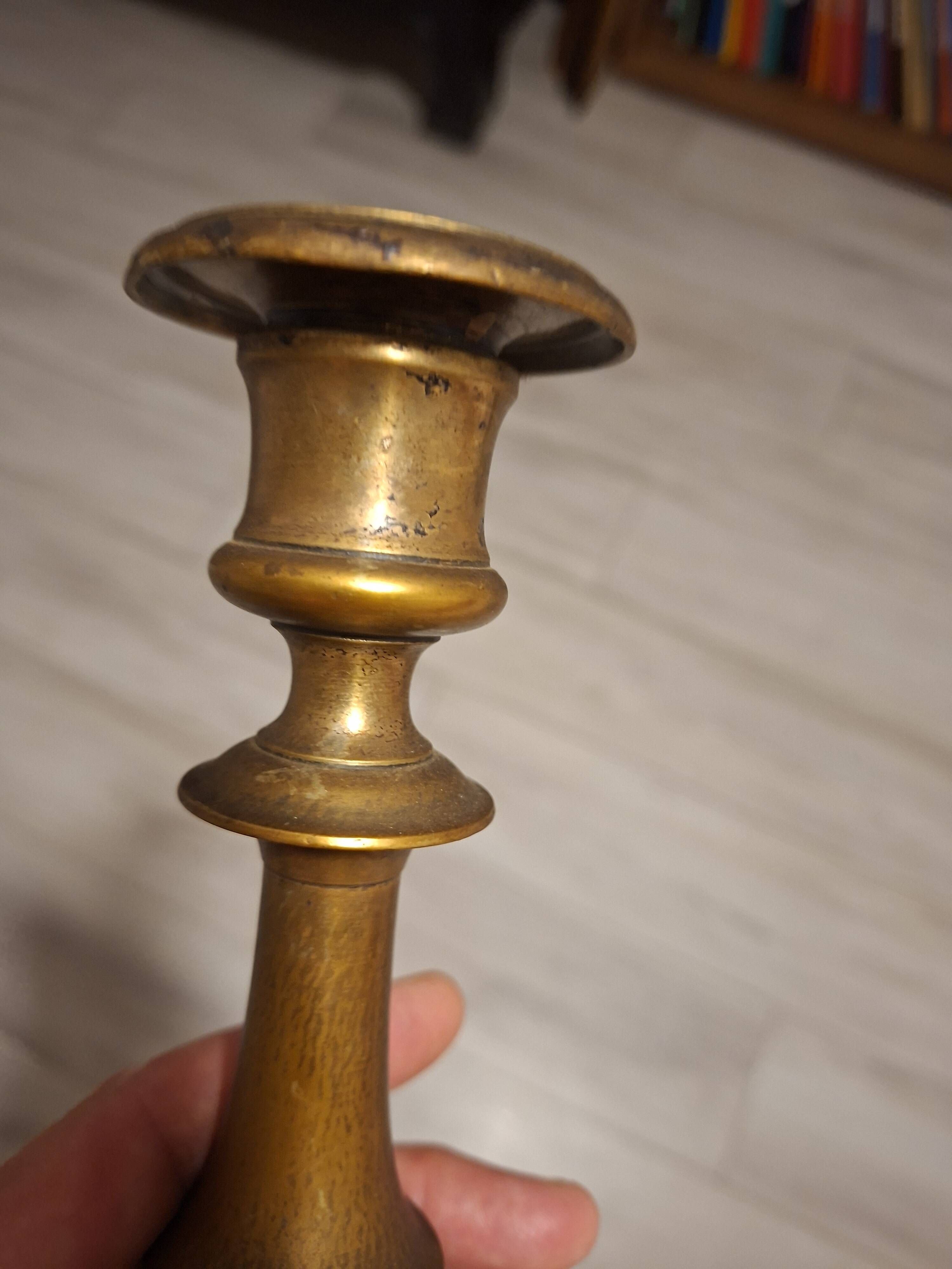 Pair of antique brass candlesticks / Vintage candle holders