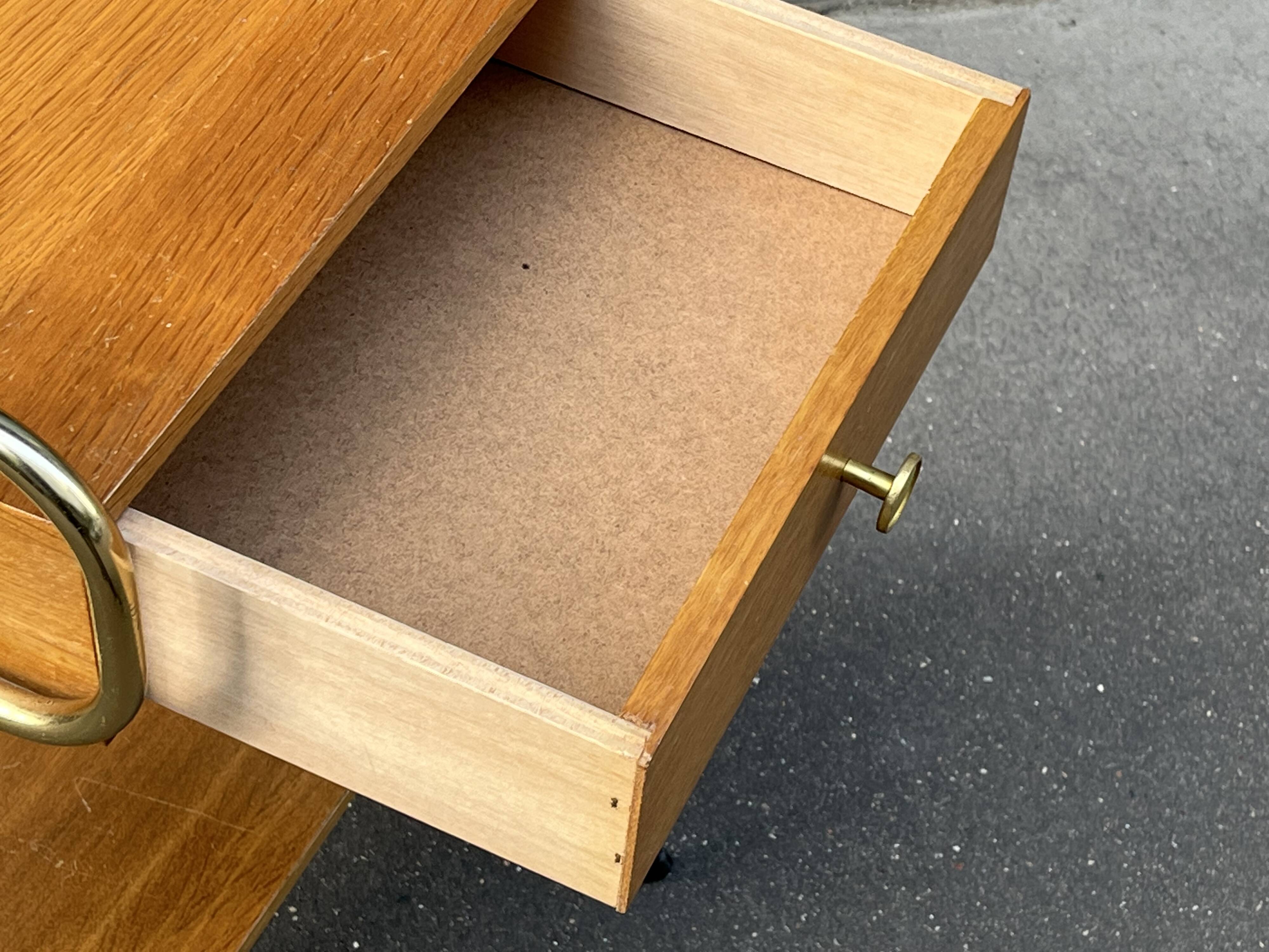 60s wooden and gold metal bedside table