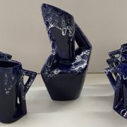 Ceramic orangeade service in ultramarine blue, workshop 59 - Vallauris -