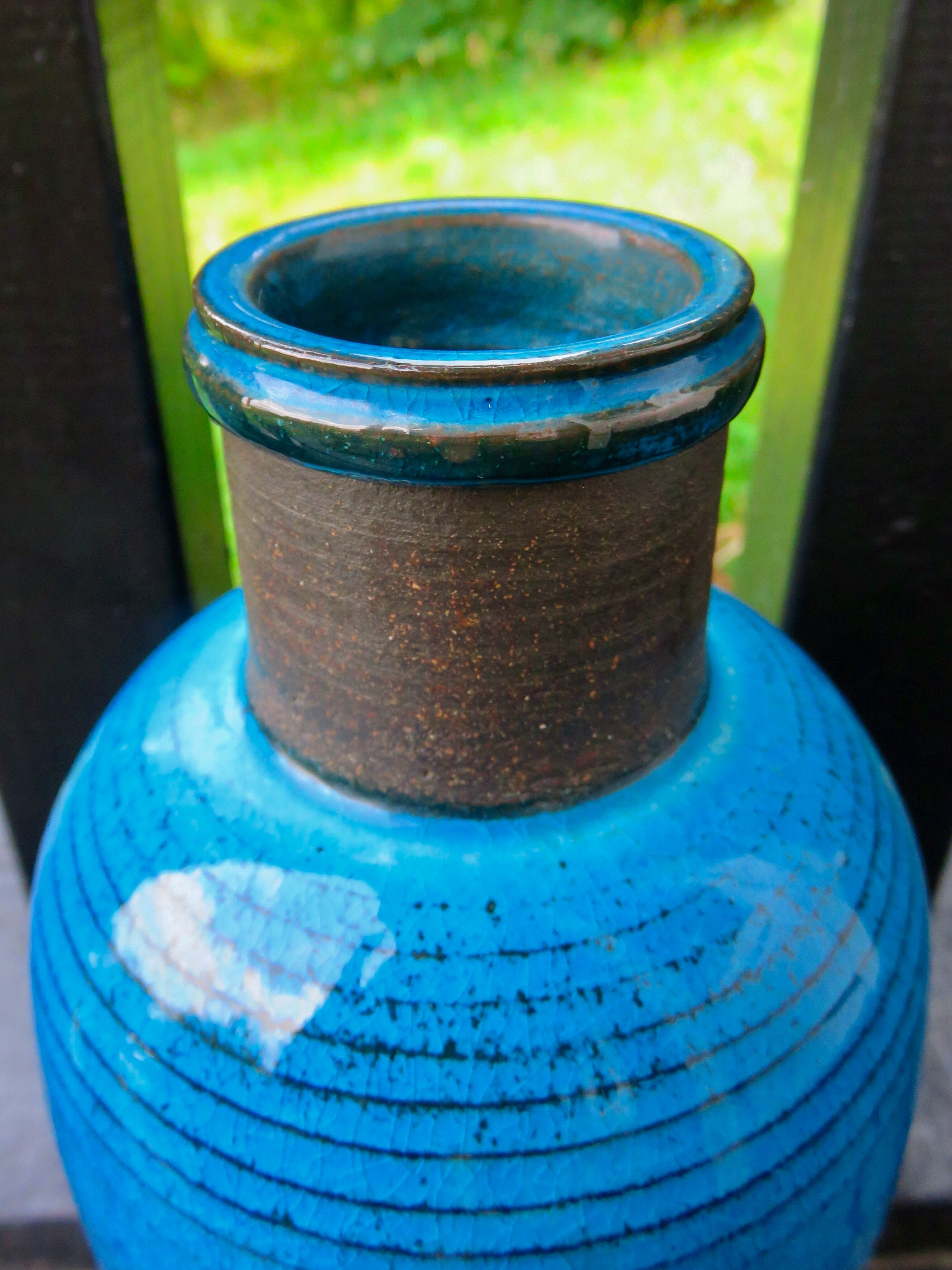 High vase turquoise bottle of Nils Khaler. Denmark 1965