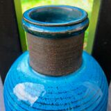 Vase flacon turquoise de Nils Khaler Danemark 1965