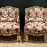 Pair of gilded armchairs