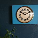 Vintage formica clock silent rectangular wall clock "Blue Kiple"