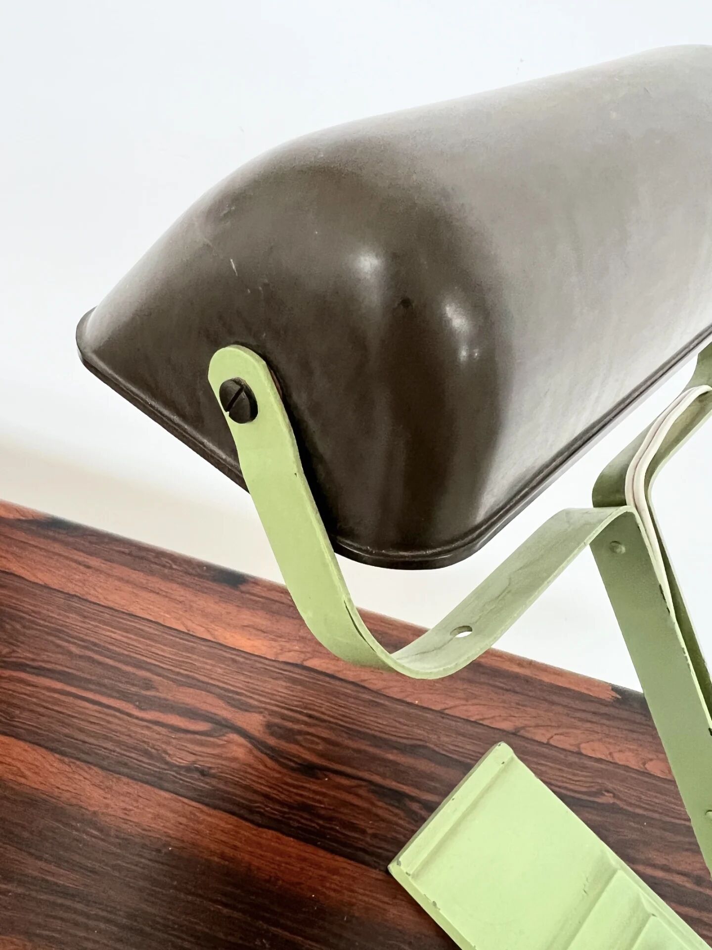 Articulated desk lamp ERPE — Pale green and Bakelite, Belgium, 1930s-40s