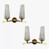 Paire d’appliques doubles dorées