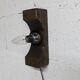 1960s ball wall light in dark wood and amber glass
