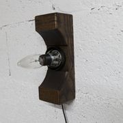 1960s ball wall light in dark wood and amber glass
