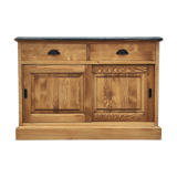 Furniture two sliding doors waxed pine above black patina