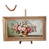 Oil on canvas bouquet of roses signed