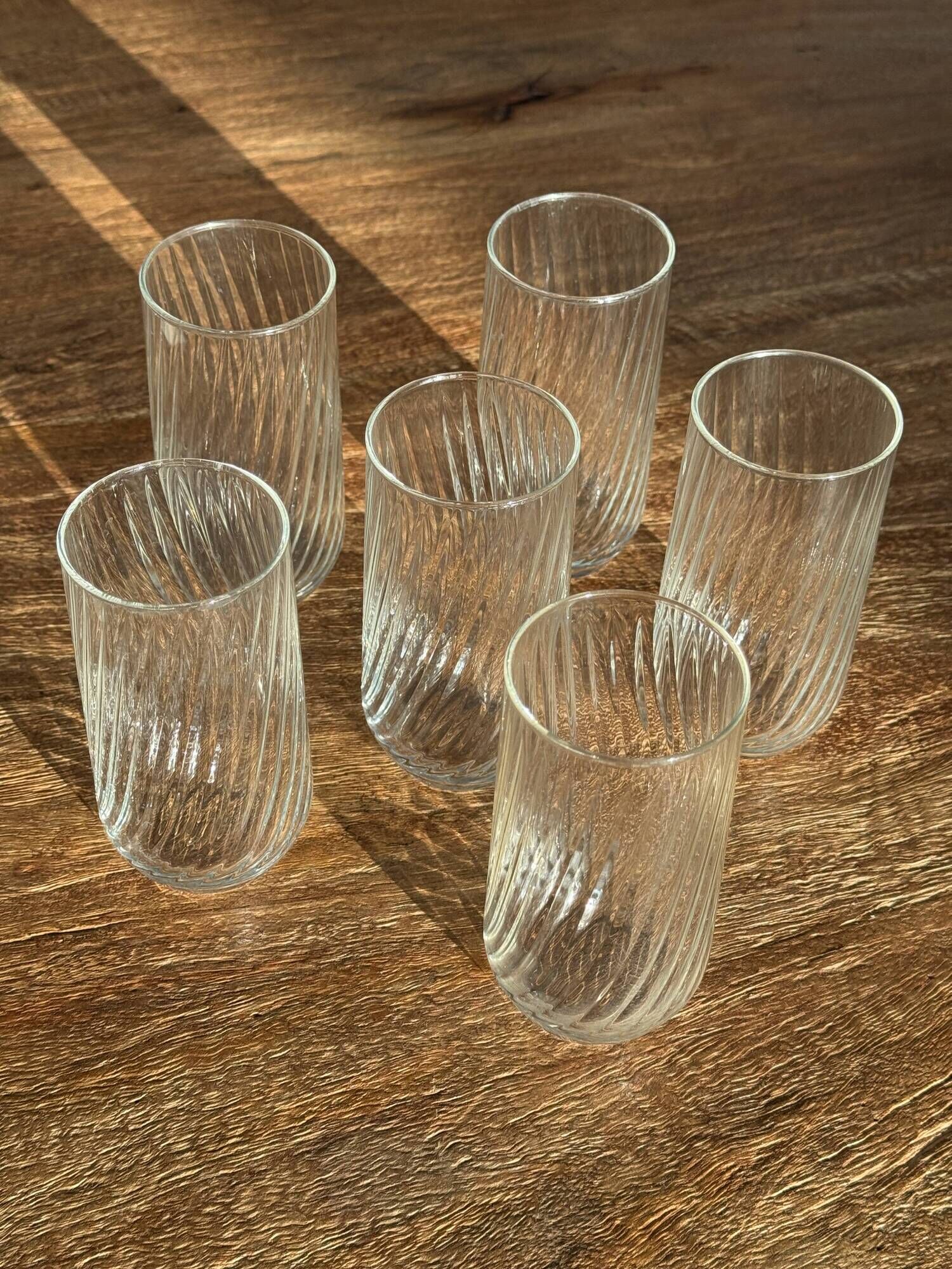 Set of 6 orangeade glasses in ribbed glass