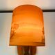 Wooden wall lamp and silk lampshade, vintage, 1960s.